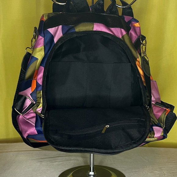 Poaba Multi Color Backpack Anti Theft Water Resistant MTV patch - Picture 9 of 12